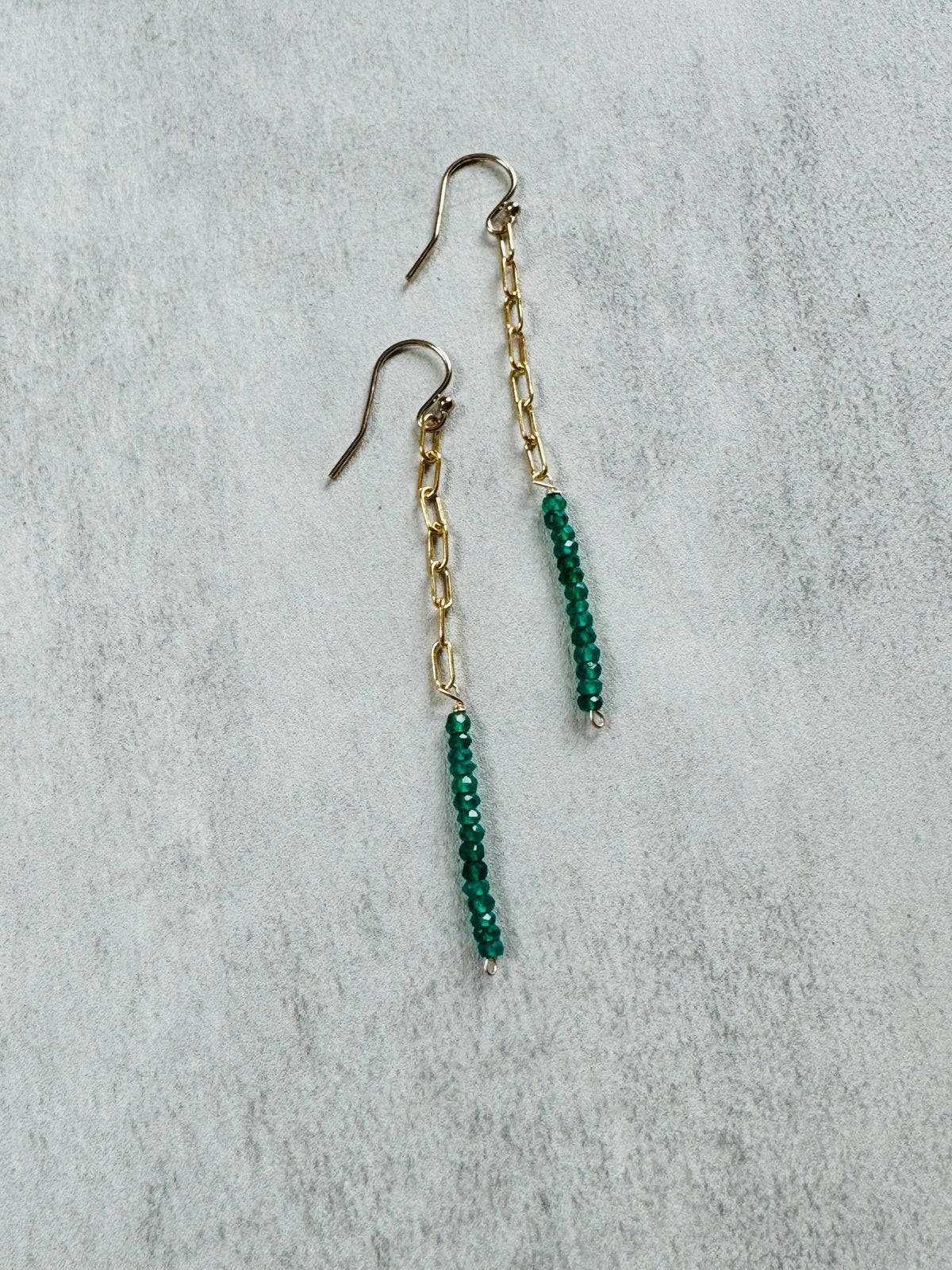 Green onyx drop earrings