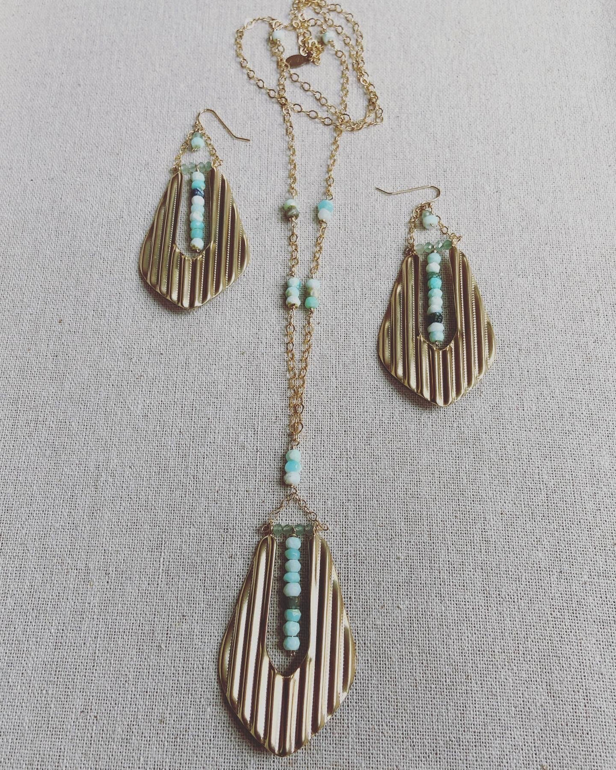Peruvian Opal/Cardboard Pendant